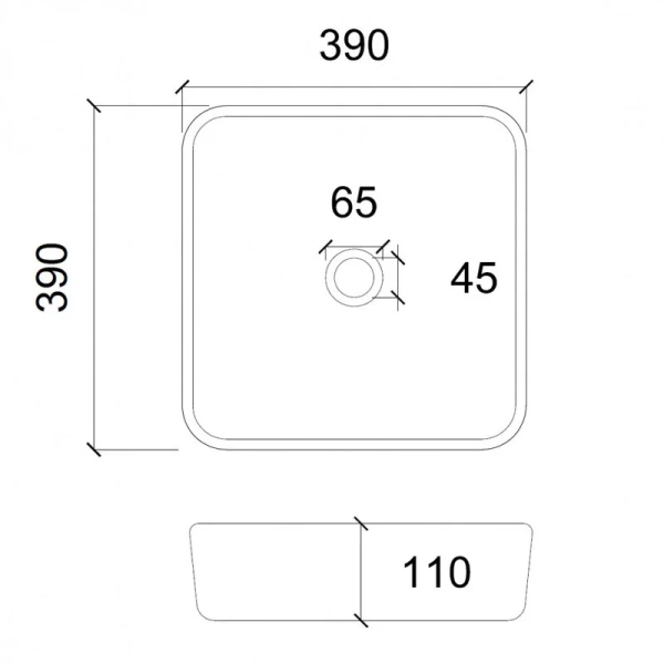 Раковина Abber Glas AK2311 39 см квадратная