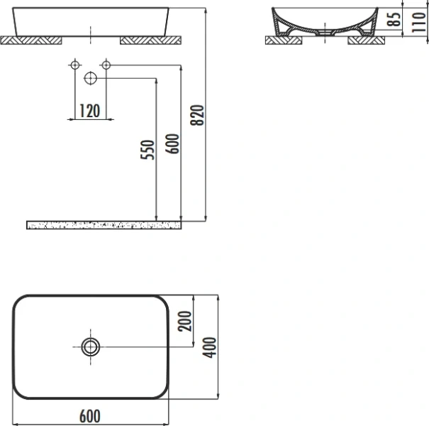 Раковина Creavit Ultra 60 см черная UL060-00SM00E-0000