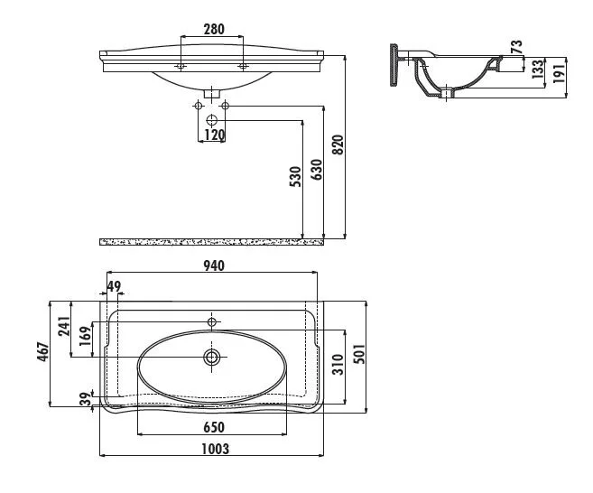 Раковина Creavit Antik 100 см белая AN100-00CB00E-0000