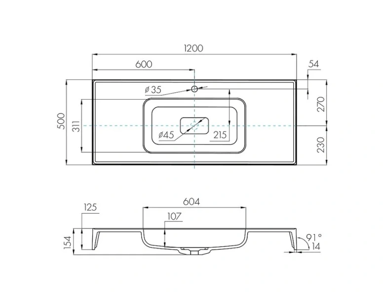 Раковина Акватон Ричмонд 1A70583KRD010 120 см прямоугольная