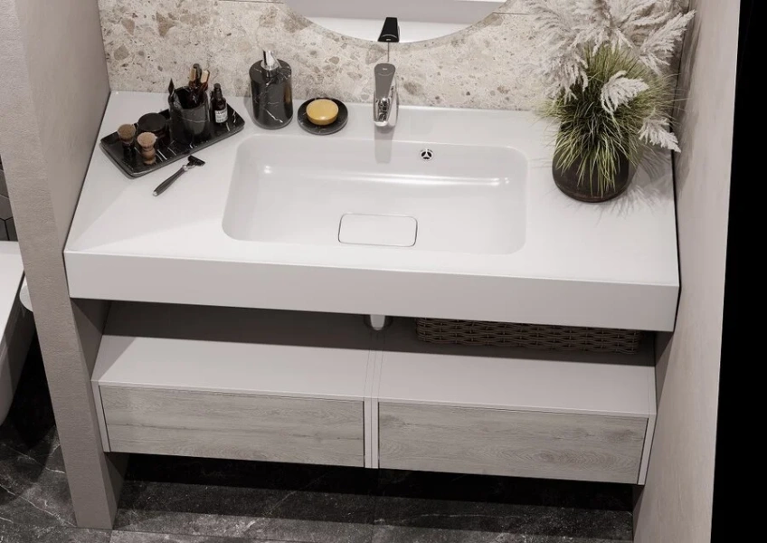 Раковина Акватон Ричмонд 1A70583KRD010 120 см прямоугольная Staron