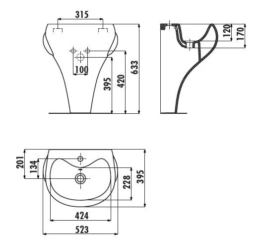Раковина напольная Creavit Ducky 53 см белая желтые ножки DC052-00CB00E-0000 Staron