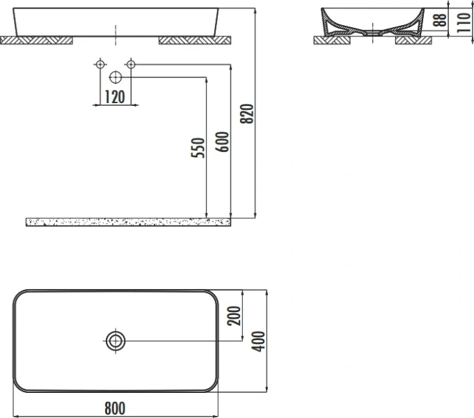 Раковина Creavit Ultra 80 см белая UL080-00CB00E-0000