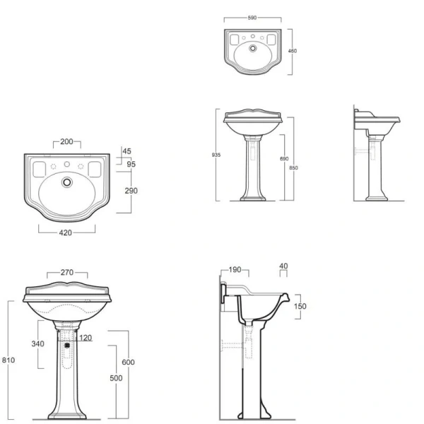 Раковина Simas Arcade 59 см белая, с 3 отверстиями под смеситель AR814bi*3