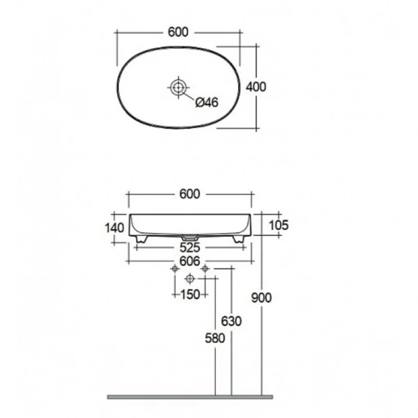 Раковина Kludi Resa O 60 см белая 58CW2043
