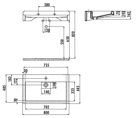 Раковина Creavit Epic 80 см белая EP080-00CB00E-0000