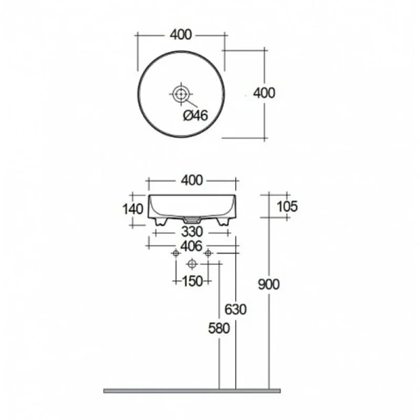 Раковина Kludi Resa O 40 см белая 58CW1043
