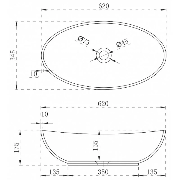 Раковина Abber Stein 62 см белая матовая AS2610
