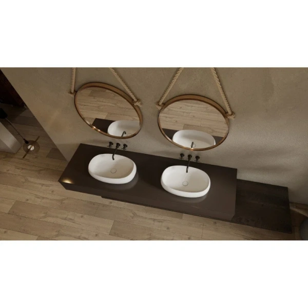 Раковина Abber Stein 58 см белая матовая AS2632