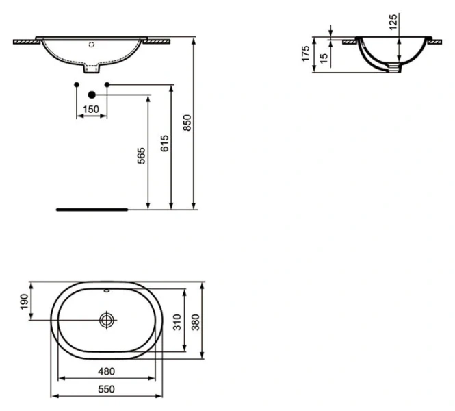 Раковина Ideal Standard Connect 55 см овальная E504801