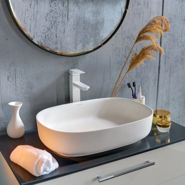 Раковина Montebianco Conca 54 см белая матовая 12020 Staron