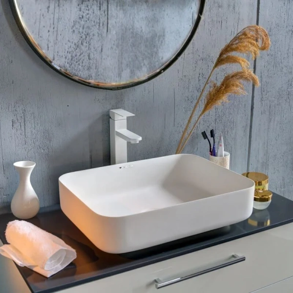 Раковина Montebianco Loreto Lungo 50 см белая матовая 12017 Staron