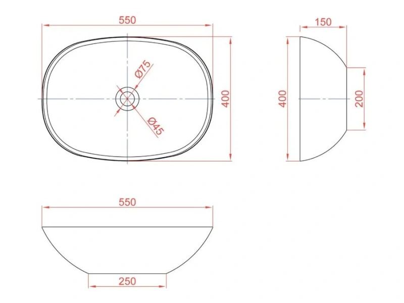 Раковина Montebianco Loreto Cinque 55 см белая матовая 12023