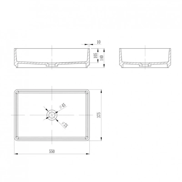 Раковина Abber Stein 55 см белая матовая AS2634