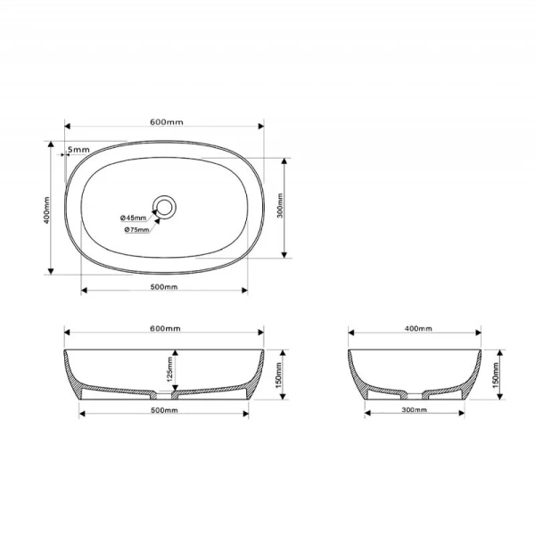 Раковина Abber Stein 60 см белая матовая AS2633