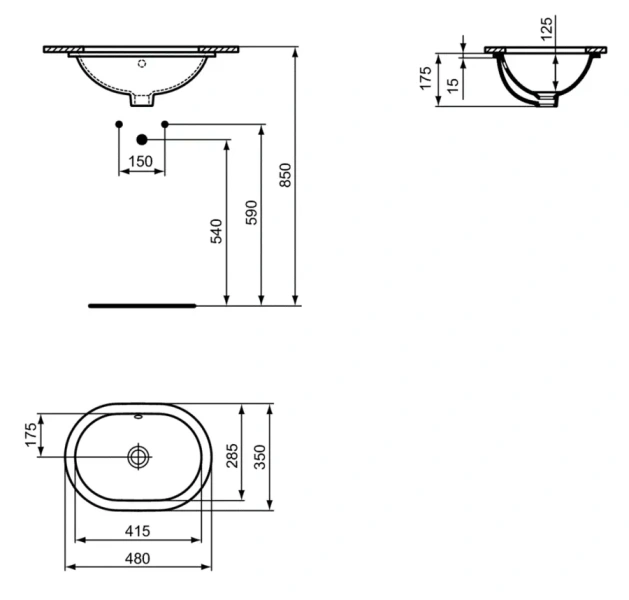 Раковина Ideal Standard Connect 48 см встраиваемая E504601