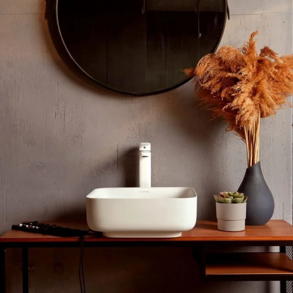 Раковина Montebianco Loreto Piazza 36 см белая матовая 12018 Staron