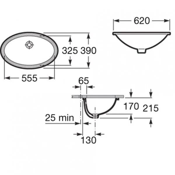 Раковина Roca Grand Berna 62 см встраиваемая 327899000