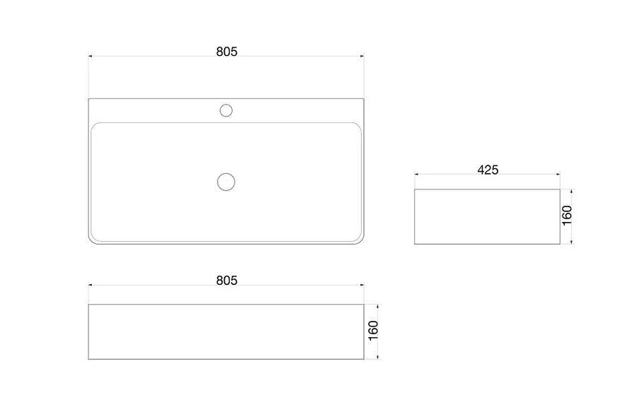 Раковина SantiLine 80 см прямоугольная SL-1080