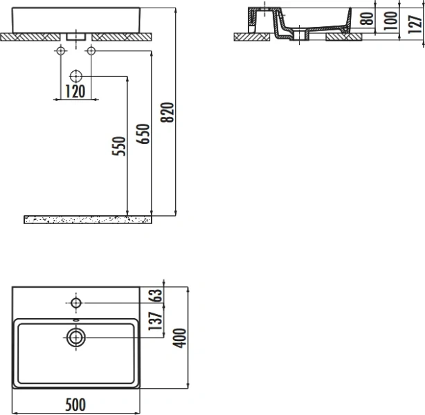 Раковина Creavit Volga 50 см белая VX242-00CB00E-0000