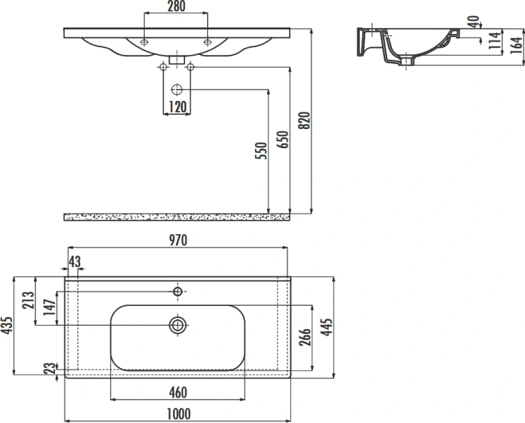 Раковина Creavit Eksen 100 см прямоугольная EK100-00CB00E-0000
