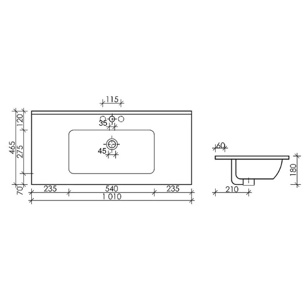 Раковина Ceramica Nova Element CN7003 101 см накладная