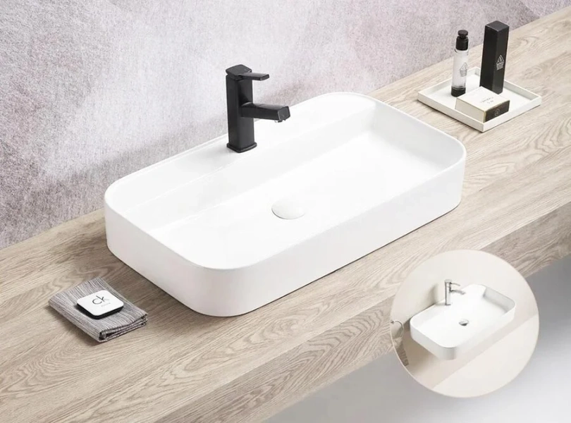 Раковина SantiLine 70 см белая SL-1007 Staron