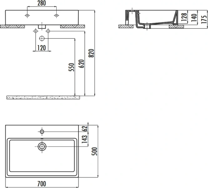 Раковина Creavit Next 70 см белая NX270-00CB00E-0000