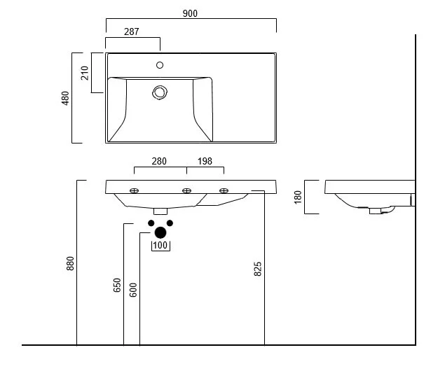 Раковина Kerama Marazzi Cubo CU.wb.90 см с крепежом Staron