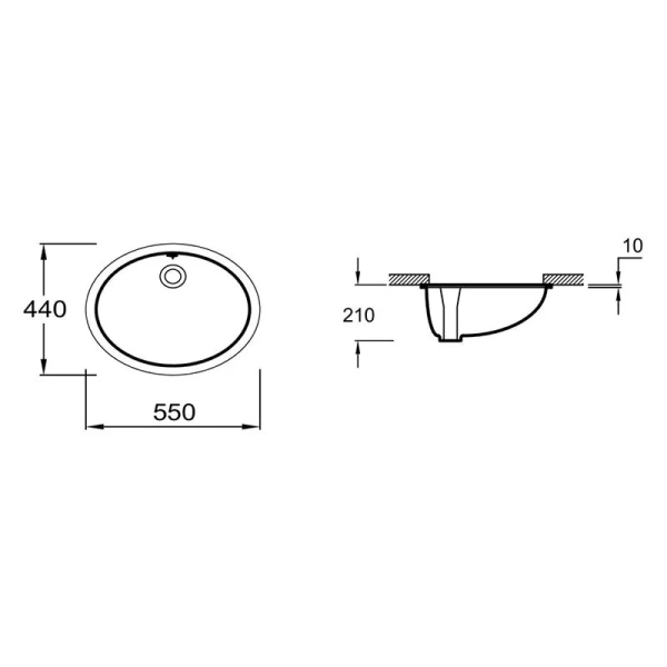 Раковина Jacob Delafon Caxton 55 см встраиваемая снизу E2211-0