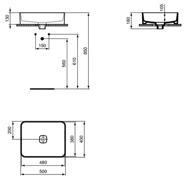 Раковина Ideal Standard Strada II 50 см без отверстия перелива T296701
