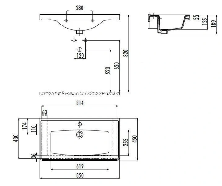 Раковина Creavit Sera 85 см белая TF185-00CB00E-0000