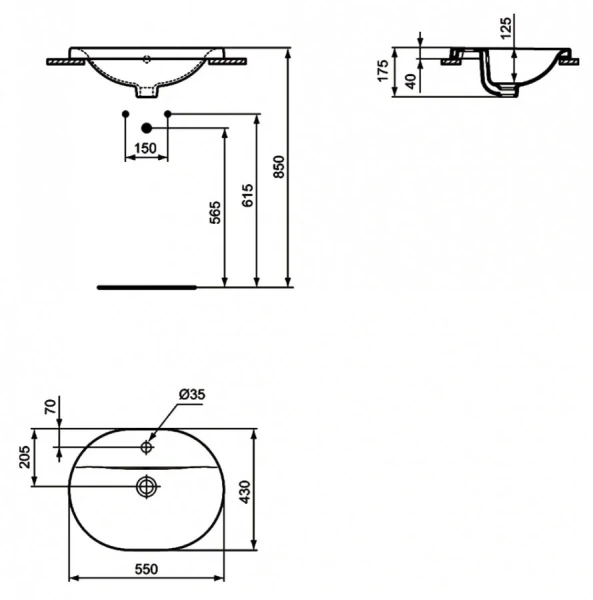 Раковина Ideal Standard Connect 55 см с 1-м отверстием под смеситель E503901