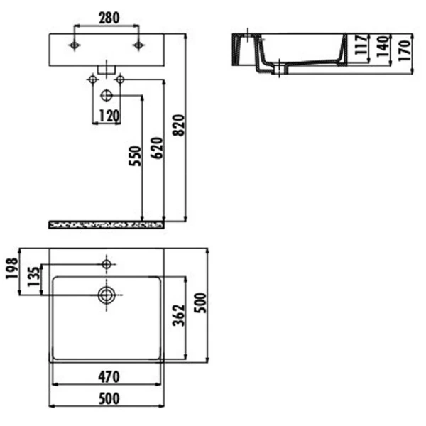 Раковина Creavit Next 50 см квадратная NX256-00CB00E-0000
