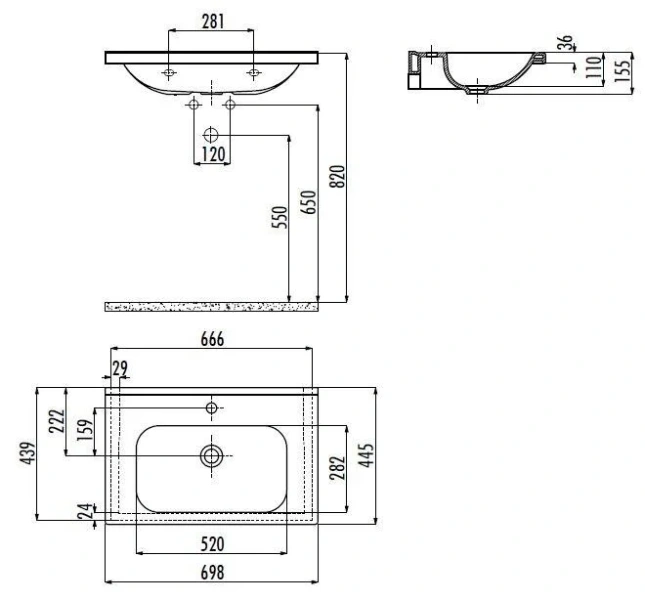 Раковина Creavit Ideal 70 см белая ID070-00CB00E-0000