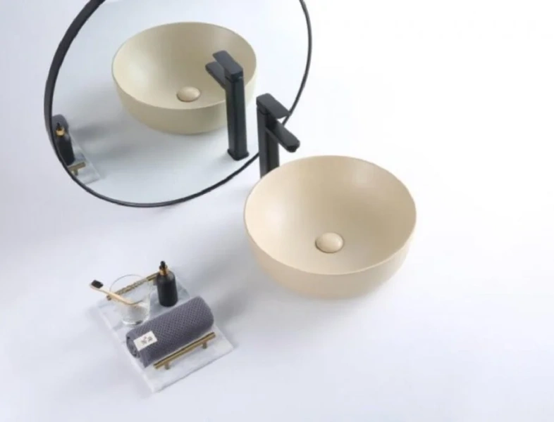 Раковина BelBagno 41 см накладная, бежевая матовая BB1315-H316