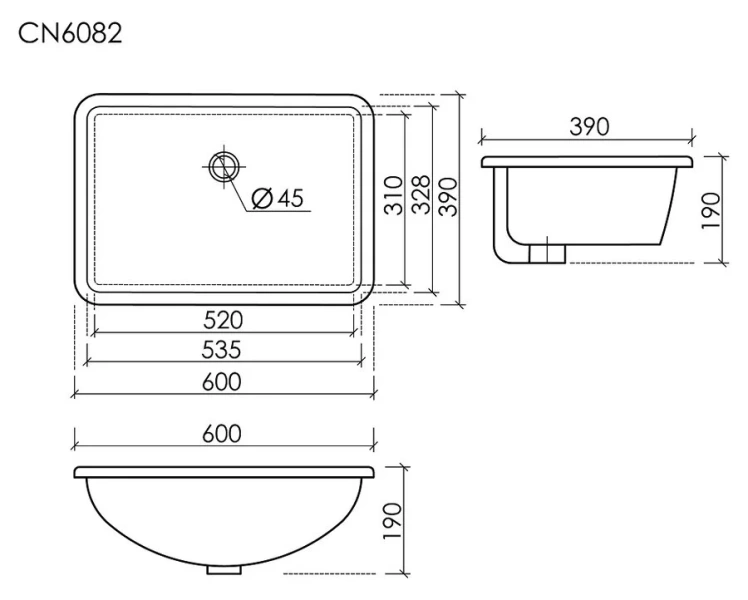 Раковина Ceramica Nova Era 60 см встраиваемая CN6082