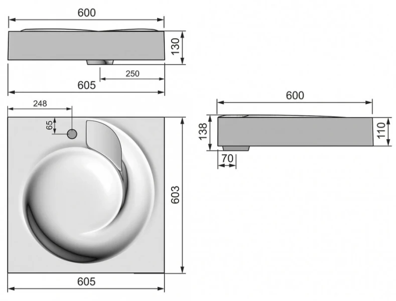 Раковина над стиральной машиной Grossman Neo 60 см белая 2606001