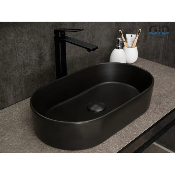 Раковина GID Lago N9020bg 53 см черный графит 53379 Staron