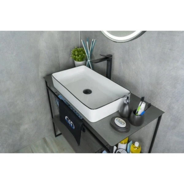 Раковина GID Geometrico Nc9399 60 см белая/черная 52225 Staron