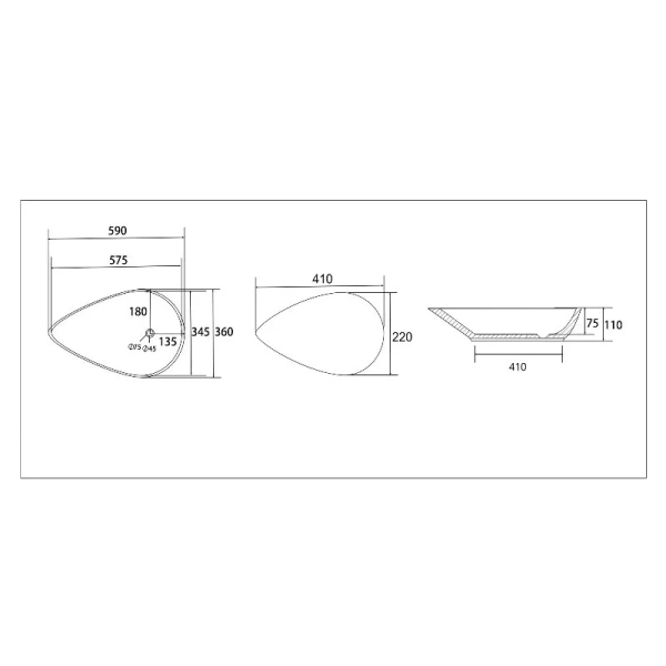 Раковина Abber Bequem 60 см черная матовая AC2117MB