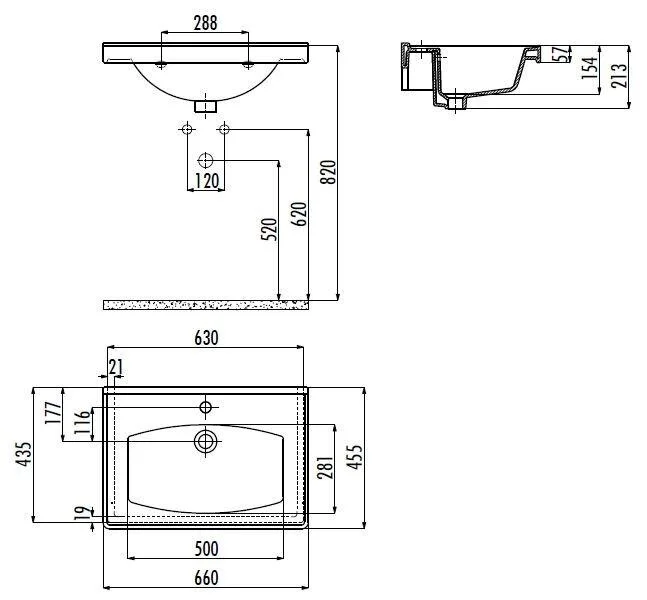 Раковина Creavit Sera 66 см белая TF165-00CB00E-0000
