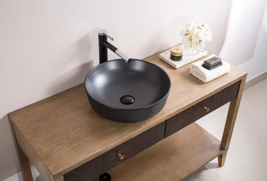 Раковина BelBagno 41 см накладная, чёрная матовая BB1315-H301