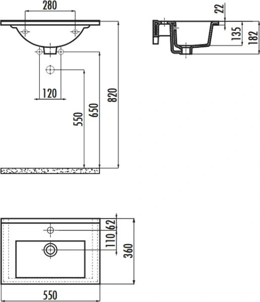 Раковина Creavit Su 55 см белая SU055-00CB00E-0000