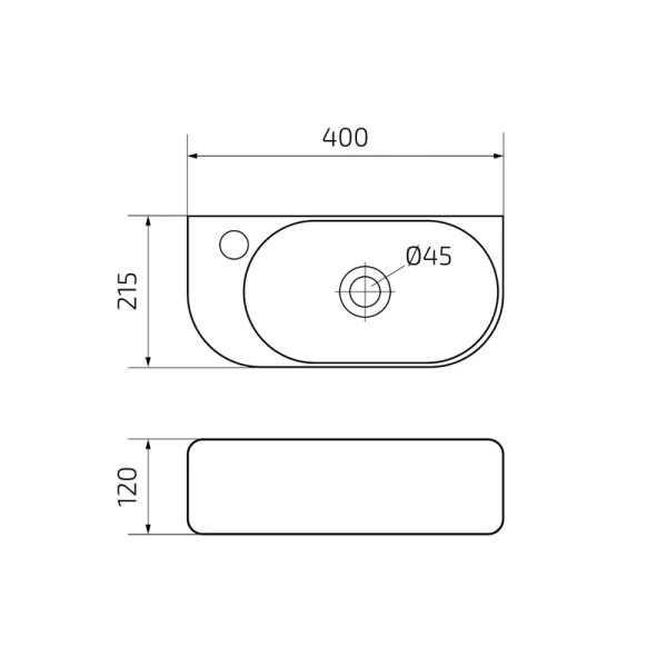 Раковина GID Suspendido Bm9274R 40 см правосторонняя черная 62204R Staron