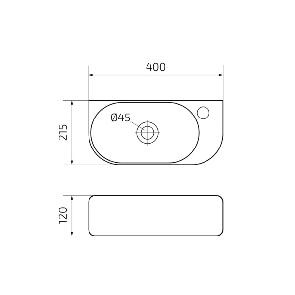 Раковина GID Suspendido Bm9274L 40 см левосторонняя черная 62204L Staron