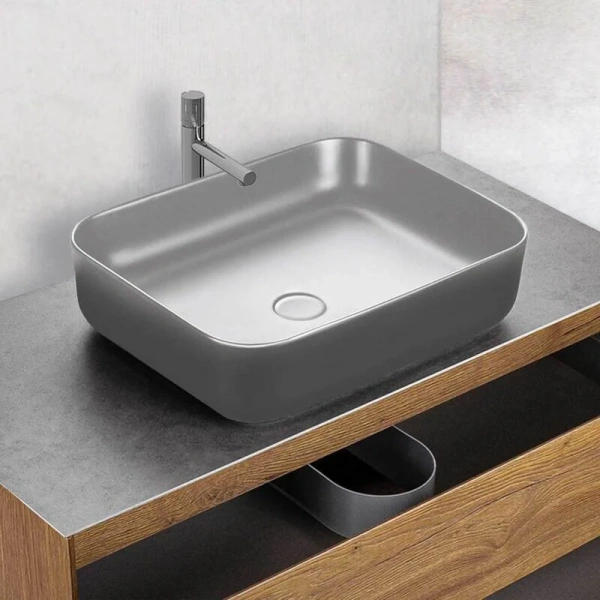 Раковина Vincea 50 см накладная, серая матовая VBS-105MG Staron
