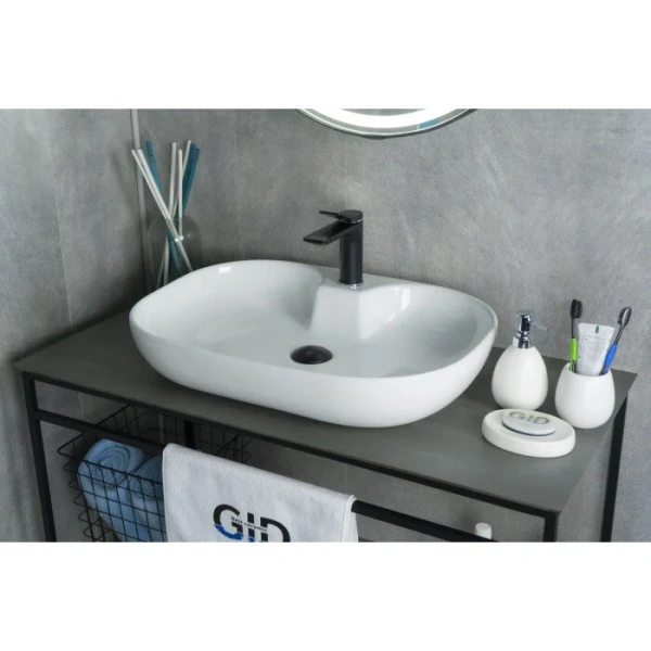 Раковина GID Lago N9446b 61 см белая 51156 Staron