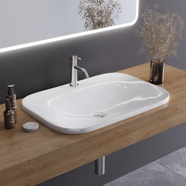 Раковина Cezares 65 см полувстраиваемая CZR-DRO-65-LVB Staron