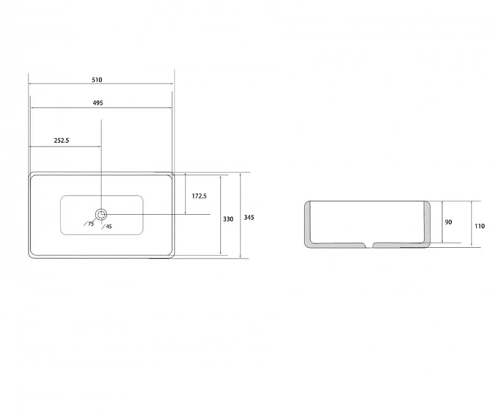 Раковина Abber Rechteck AC2207 51 см прямоугольная